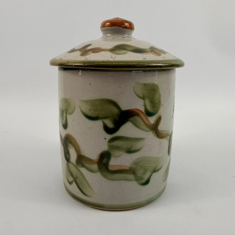 Louisville Stoneware Hand Painted Fruit Covered Canister Crock Kentucky USA
